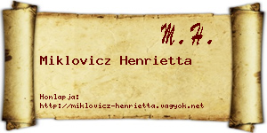 Miklovicz Henrietta névjegykártya